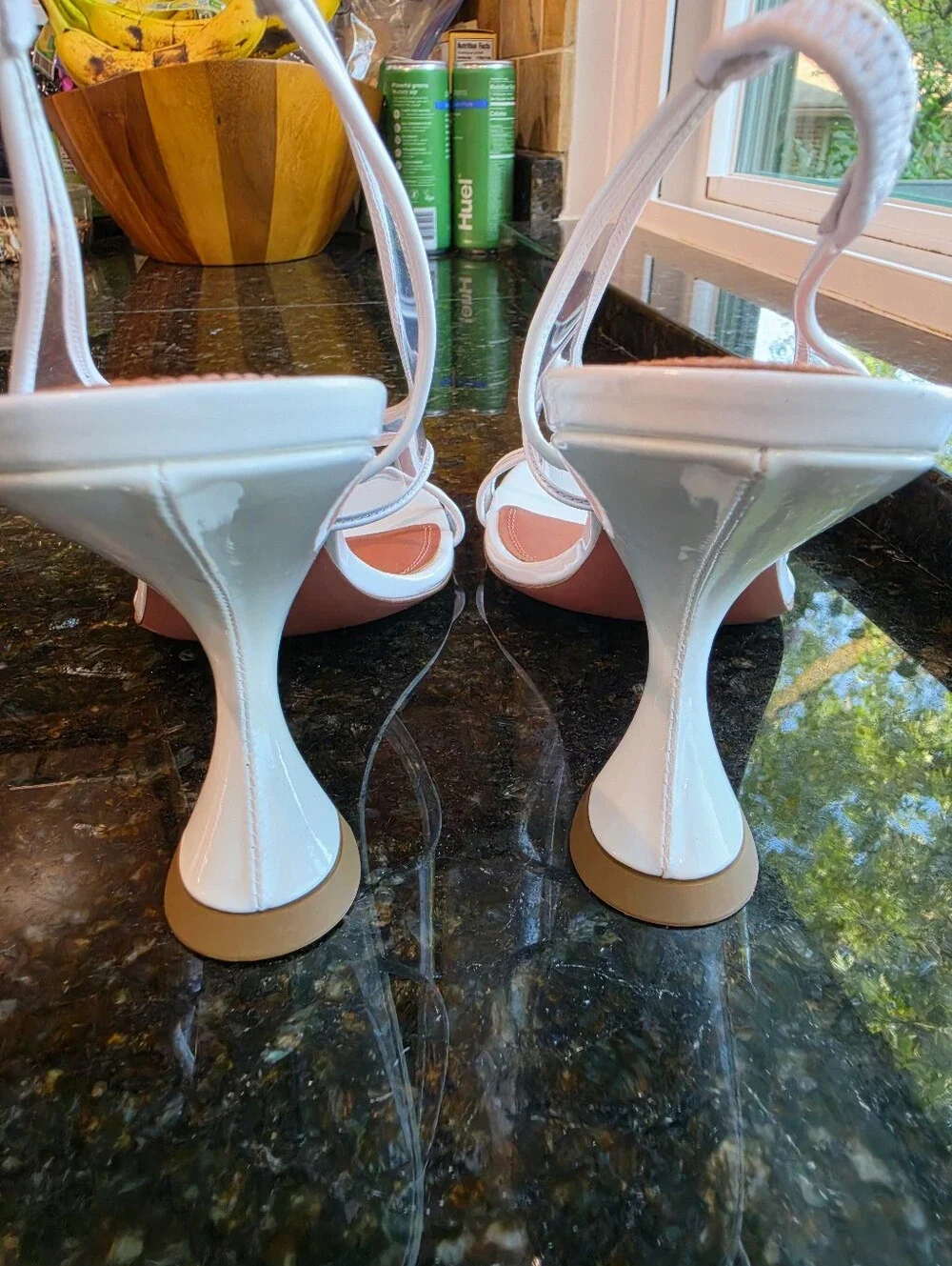 Amina Muaddi Lena Clear Leather Crisscross Slingback Sandals Sz EU39/US9